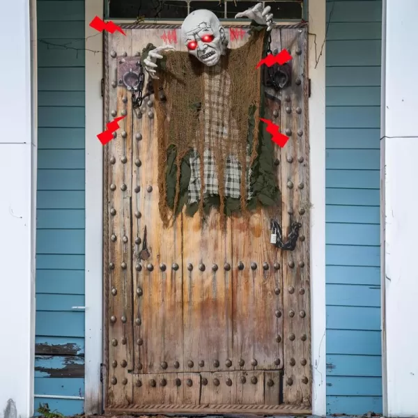 JOYIN 30quot Halloween Animatronics Decoration Outdoor Zombie Ghost Halloween Hanging Ghost with Creepy Sound Animated Halloween Decors Zombie Door Cover Prop Halloween Party Supplies for Lawn Garden