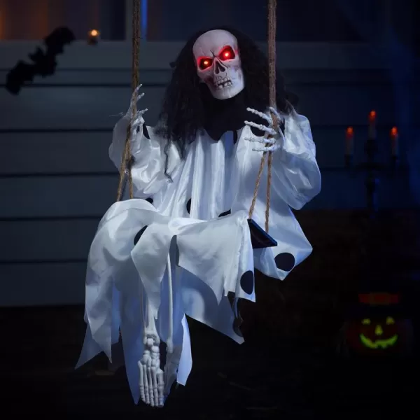 JOYIN 36quot Hanging Grim Reaper Outdoor Halloween Decoration Button Battery Operated Skeleton Halloween Decor with Light Up Eyes for Halloween Decorations Clearance Haunted House Prop Party SuppliesClown