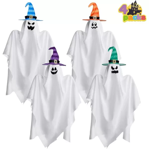 JOYIN 4 Pack 275 Halloween Hanging Ghosts Decoration Cute Flying Ghosts with Witch Hat for Front Yard Patio Lawn Garden Party Dcor and Holiday DecorationsHalloween Party Dcor
