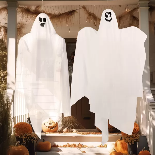 JOYIN 2 PCS Halloween Decorations Outdoor Lights Hanging Ghost With Blue LED Lights 354quot Halloween Light Up Decor Hanging Flying Ghost for Halloween Outdoor Yard Tree Porch Haunted House DecorationBlue Ghosts