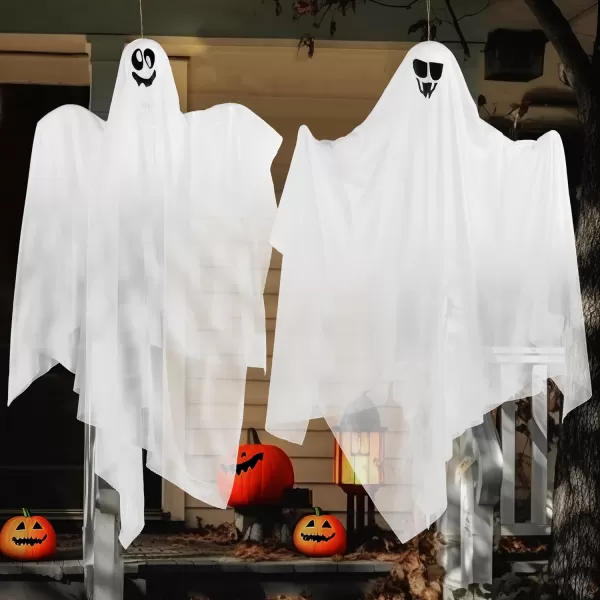 JOYIN 2 PCS Halloween Decorations Outdoor Lights Hanging Ghost With Blue LED Lights 354quot Halloween Light Up Decor Hanging Flying Ghost for Halloween Outdoor Yard Tree Porch Haunted House DecorationBlue Ghosts