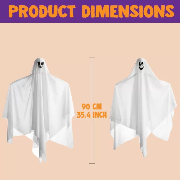 JOYIN 2 PCS Halloween Decorations Outdoor Lights Hanging Ghost With Blue LED Lights 354quot Halloween Light Up Decor Hanging Flying Ghost for Halloween Outdoor Yard Tree Porch Haunted House DecorationYellow Ghosts