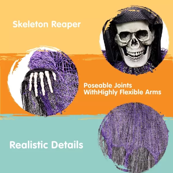 JOYIN 276 Halloween Decorations Outdoor Hanging Grim Reapers 5 Pack Halloween Hanging Ghost Decoration Halloween Skeleton Flying Ghost for Graveyard Yard Prop Dcor Halloween Outdoor Indoor Decor
