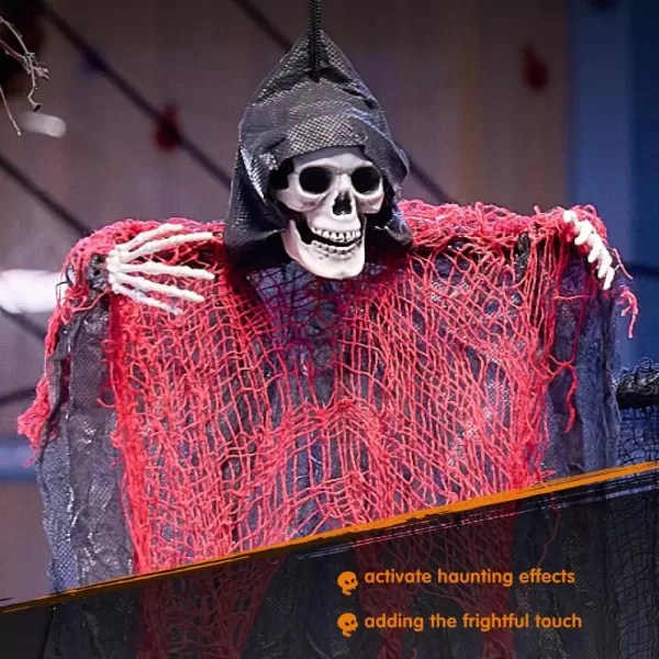JOYIN 276 Halloween Decorations Outdoor Hanging Grim Reapers 5 Pack Halloween Hanging Ghost Decoration Halloween Skeleton Flying Ghost for Graveyard Yard Prop Dcor Halloween Outdoor Indoor Decor