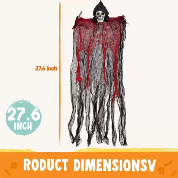 JOYIN 276 Halloween Decorations Outdoor Hanging Grim Reapers 5 Pack Halloween Hanging Ghost Decoration Halloween Skeleton Flying Ghost for Graveyard Yard Prop Dcor Halloween Outdoor Indoor Decor