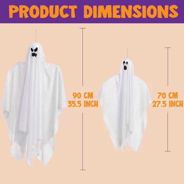 JOYIN 3 Pack Halloween Hanging Ghosts Decorations Outdoor Mix Size Halloween Ghost Decor Flying Ghost for Front Yard Patio Porch Lawn Garden Party and Holiday Halloween Hanging Decorations