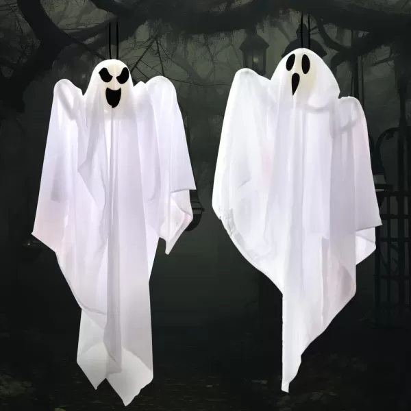 JOYIN 3 Pack Halloween Party Decoration 275quot Hanging Ghosts Cute Flying Ghost for Front Yard Patio Lawn Garden Party Dcor and Holiday DecorationsCute Ghosts