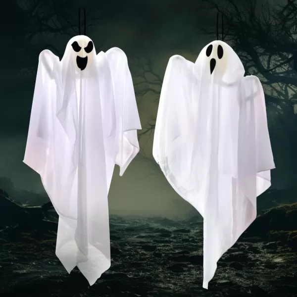 JOYIN 3 Pack Halloween Party Decoration 275quot Hanging Ghosts Cute Flying Ghost for Front Yard Patio Lawn Garden Party Dcor and Holiday DecorationsCute Ghosts