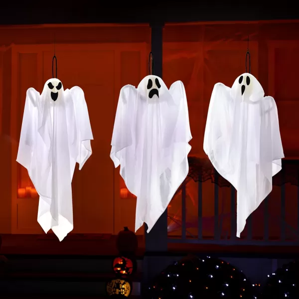 JOYIN 3 Pack Halloween Party Decoration 275quot Hanging Ghosts Cute Flying Ghost for Front Yard Patio Lawn Garden Party Dcor and Holiday DecorationsFunny Ghosts