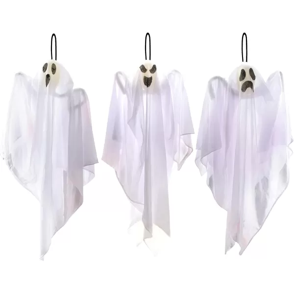 JOYIN 3 Pack Halloween Party Decoration 275quot Hanging Ghosts Cute Flying Ghost for Front Yard Patio Lawn Garden Party Dcor and Holiday DecorationsFunny Ghosts