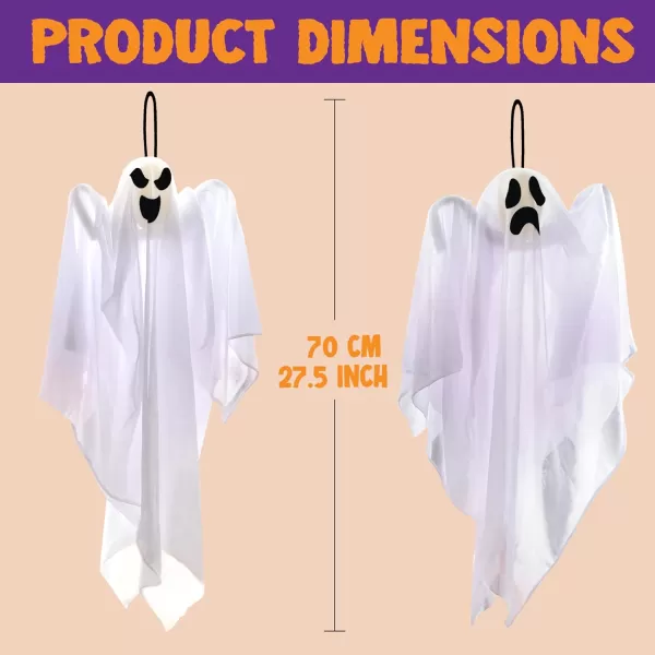 JOYIN 3 Pack Halloween Party Decoration 275quot Hanging Ghosts Cute Flying Ghost for Front Yard Patio Lawn Garden Party Dcor and Holiday DecorationsFunny Ghosts