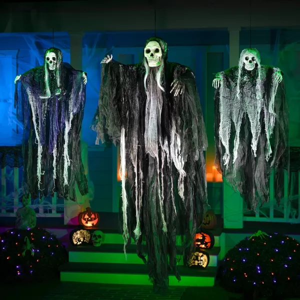 JOYIN 3 Pack Hanging Halloween Skeleton Ghosts Decorations Grim Reapers for Best Halloween Outdoor DecorationsHorror