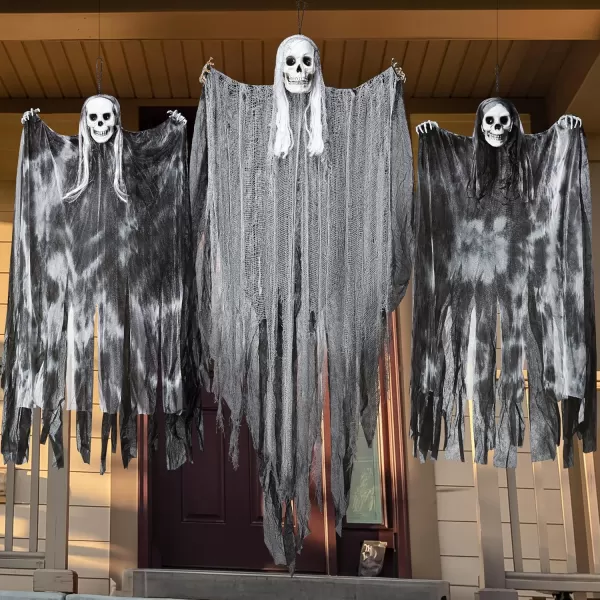 JOYIN 3 Pack Hanging Halloween Skeleton Ghosts Decorations Grim Reapers for Best Halloween Outdoor DecorationsScary