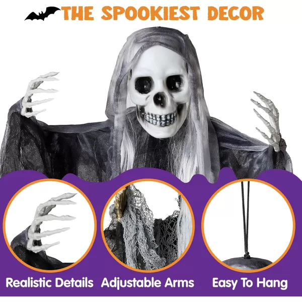 JOYIN 3 Pack Hanging Halloween Skeleton Ghosts Decorations Grim Reapers for Best Halloween Outdoor DecorationsScary