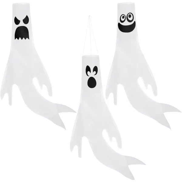 JOYIN 3 Pcs Ghost Windsocks Halloween Decorations Outdoor Decor White Hanging Windsock Haunted House Front Porch Tree Party Supplies Garden Yard Lawn Patio