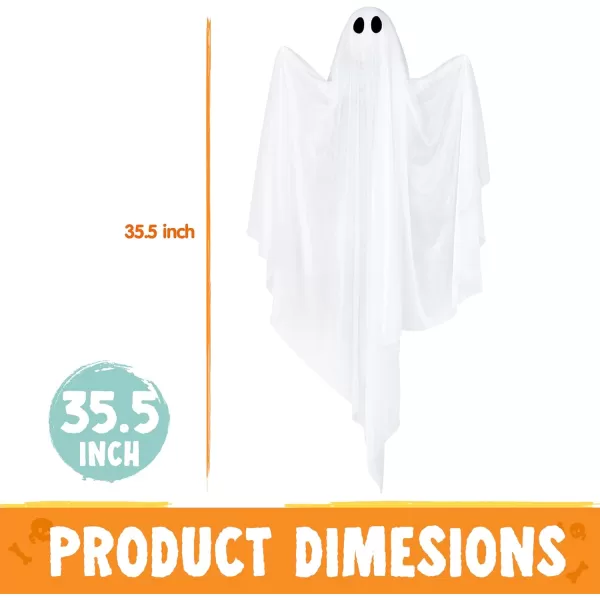 JOYIN 355 Halloween Hanging Light up Ghost with Purple LED Light 2 Pcs White Hanging Ghosts Decoration Halloween Hanging Ghost for Haunted House Prop Party Supplies Front Yard Patio Garden DecorWarm White Ghosts