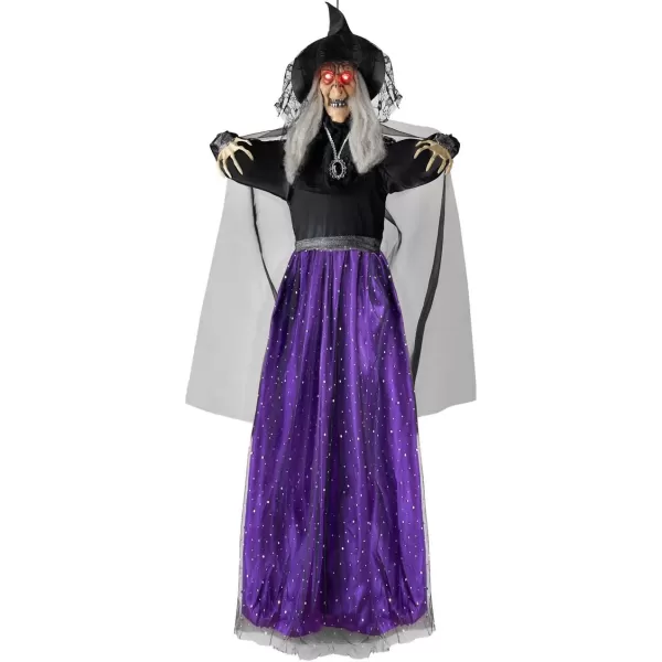 JOYIN 47 Animated Witch Halloween Decorations Outdoor Indoor Witch Decor Scary Halloween Animatronics Hanging Talking Witch Sound Activated Led Lights Eyes Haunted House Yard Garden Lawn