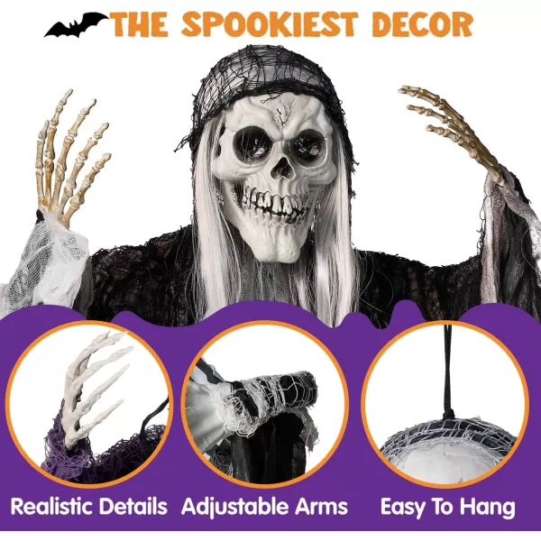 JOYIN 5 Pcs Halloween Hanging Grim Reapers one 47 Four 35quot Halloween Skeleton Flying Ghosts for Halloween Outdoor Decoration Haunted Haunted House Prop Halloween Party Supplies Decor