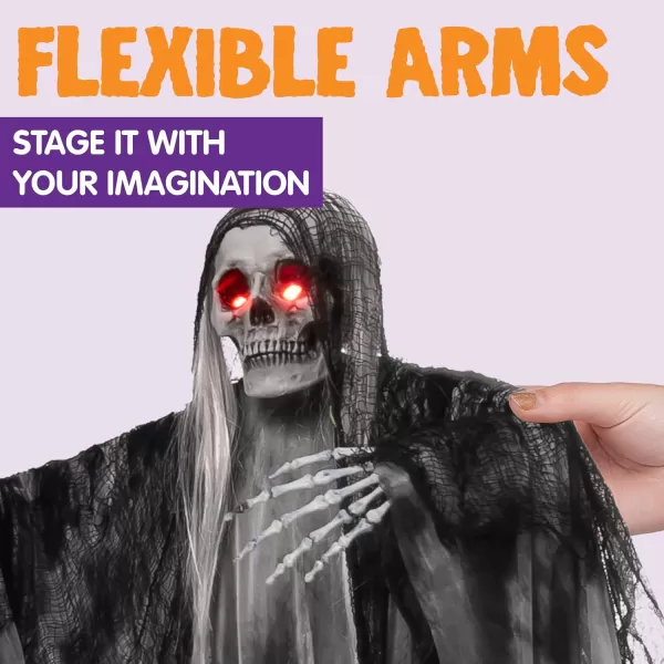 JOYIN 59 Halloween Animated Hanging Grim Reaper Decorations with Glowing Eyes and Creepy Sound Halloween Skeleton Ghost Decorations for Haunted House Prop Decor OutdoorIndoor Lawn Decorations
