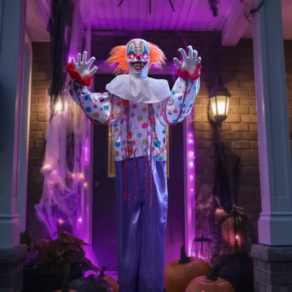 JOYIN 65quot Halloween Hanging Clown Decoration Neon Face Animated LED Talking Clown with Lightup Eyes and Creepy Sound for Halloween Outdoor Lawn Yard Patio Haunted House DecorationsOld World