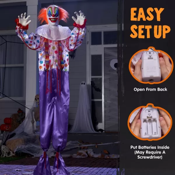 JOYIN 65quot Halloween Hanging Clown Decoration Neon Face Animated LED Talking Clown with Lightup Eyes and Creepy Sound for Halloween Outdoor Lawn Yard Patio Haunted House DecorationsOld World