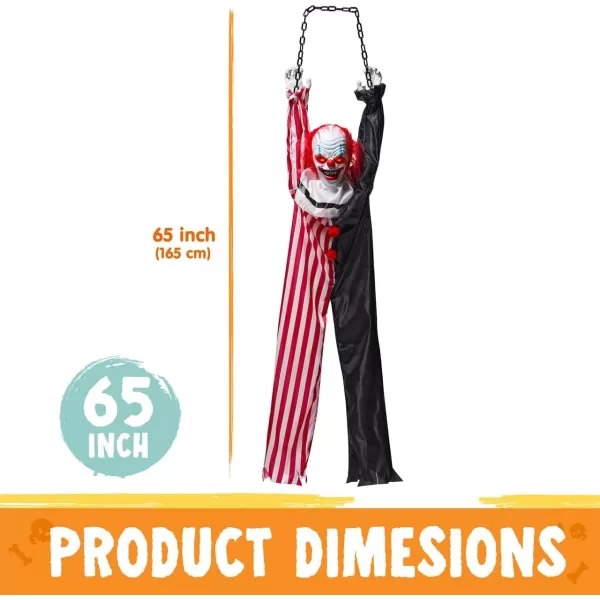 JOYIN 65quot Halloween Hanging Clown Decoration Neon Face Animated LED Talking Clown with Lightup Eyes and Creepy Sound for Halloween Outdoor Lawn Yard Patio Haunted House DecorationsModern
