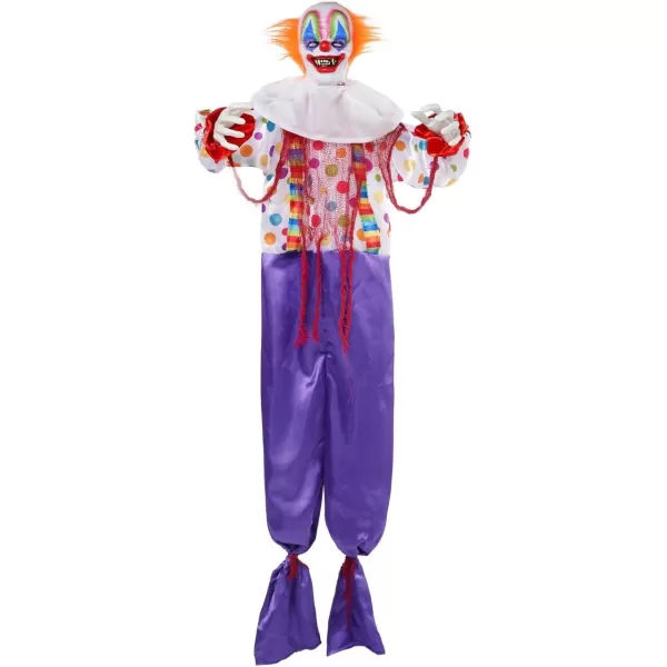 JOYIN 65quot Halloween Hanging Clown Decoration Neon Face Animated LED Talking Clown with Lightup Eyes and Creepy Sound for Halloween Outdoor Lawn Yard Patio Haunted House DecorationsOld World