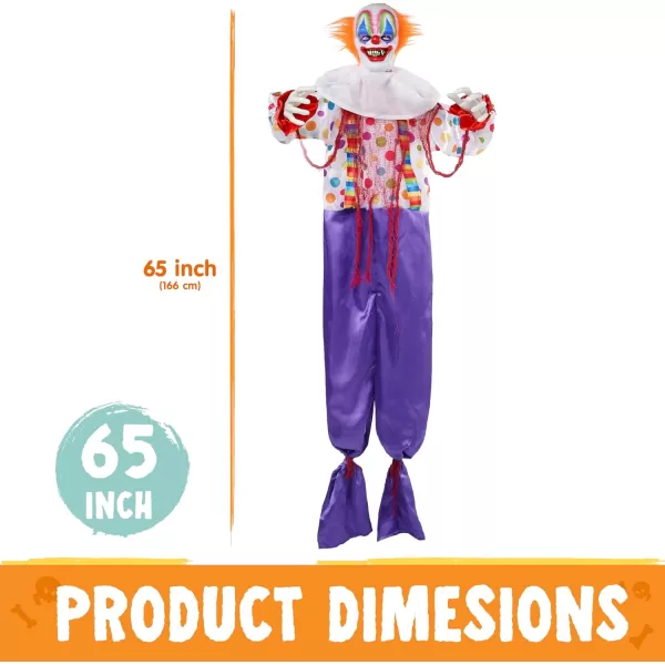 JOYIN 65quot Halloween Hanging Clown Decoration Neon Face Animated LED Talking Clown with Lightup Eyes and Creepy Sound for Halloween Outdoor Lawn Yard Patio Haunted House DecorationsOld World