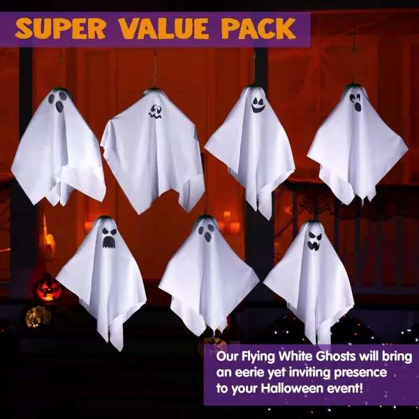 JOYIN 7 Pcs Halloween Ghost Decorations Outdoor 196 Hanging White Ghost Decor Spooky Flying Ghost for Halloween Tree Front Yard Patio Lawn Garden Party Dcor and Holiday Decorations