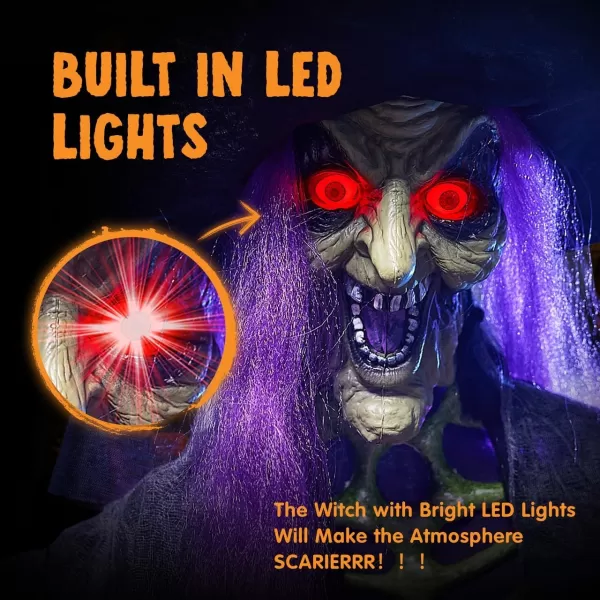 JOYIN 72ft Hanging Witch Halloween Decorations Outdoor Decor Props Flying Witches Light Up Eye Haunted House Party Supplies Front Porch Door Garden Lawn Yard Life Size