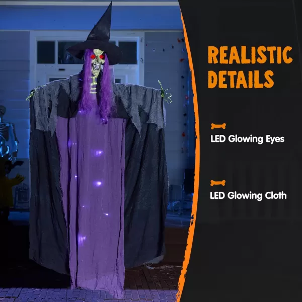 JOYIN 72ft Hanging Witch Halloween Decorations Outdoor Decor Props Flying Witches Light Up Eye Haunted House Party Supplies Front Porch Door Garden Lawn Yard Life Size