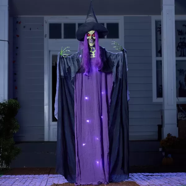 JOYIN 72ft Hanging Witch Halloween Decorations Outdoor Decor Props Flying Witches Light Up Eye Haunted House Party Supplies Front Porch Door Garden Lawn Yard Life Size