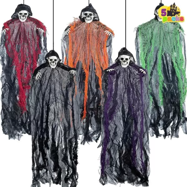 JOYIN 276 Halloween Decorations Outdoor Hanging Grim Reapers 5 Pack Halloween Hanging Ghost Decoration Halloween Skeleton Flying Ghost for Graveyard Yard Prop Dcor Halloween Outdoor Indoor Decor