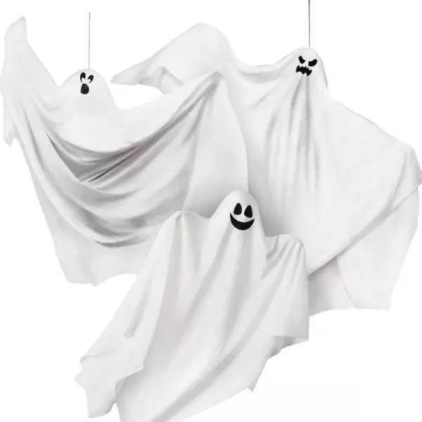JOYIN 3 Pack Halloween Hanging Ghosts Decorations Outdoor Mix Size Halloween Ghost Decor Flying Ghost for Front Yard Patio Porch Lawn Garden Party and Holiday Halloween Hanging Decorations
