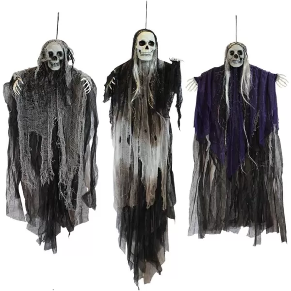 JOYIN 3 Pack Hanging Halloween Skeleton Ghosts Decorations Grim Reapers for Best Halloween Outdoor DecorationsHorror