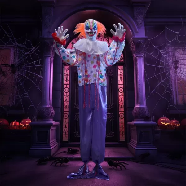 JOYIN 65quot Halloween Hanging Clown Decoration Neon Face Animated LED Talking Clown with Lightup Eyes and Creepy Sound for Halloween Outdoor Lawn Yard Patio Haunted House DecorationsOld World