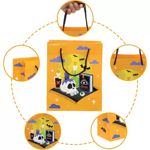 JOYIN 12 Pcs Halloween Paper Tote Bags with Handle Halloween Trick or Treat Paper Candy Bags for Party Favors Halloween Goodie Bags for Party Supplies