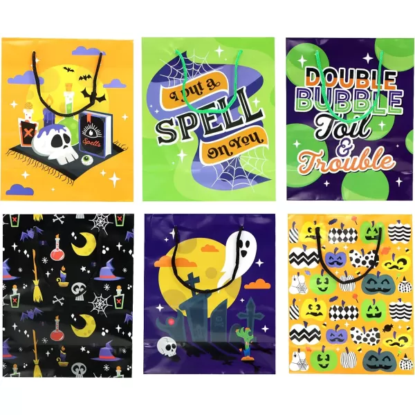 JOYIN 12 Pcs Halloween Paper Tote Bags with Handle Halloween Trick or Treat Paper Candy Bags for Party Favors Halloween Goodie Bags for Party Supplies