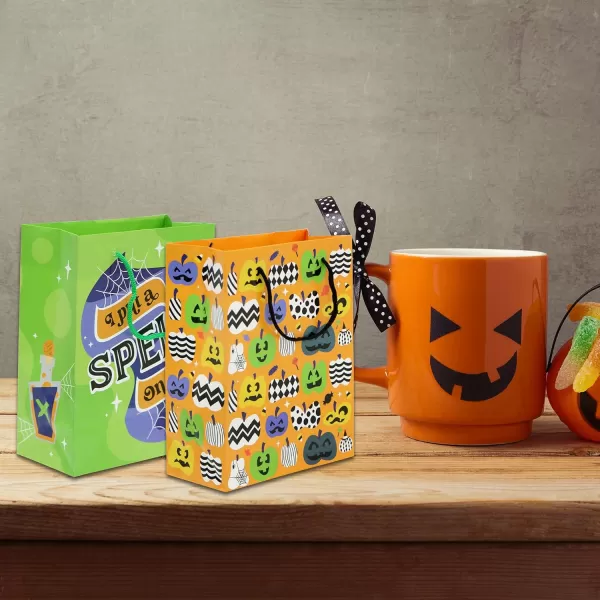 JOYIN 12 Pcs Halloween Paper Tote Bags with Handle Halloween Trick or Treat Paper Candy Bags for Party Favors Halloween Goodie Bags for Party Supplies
