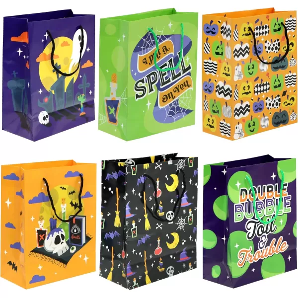 JOYIN 12 Pcs Halloween Paper Tote Bags with Handle Halloween Trick or Treat Paper Candy Bags for Party Favors Halloween Goodie Bags for Party Supplies