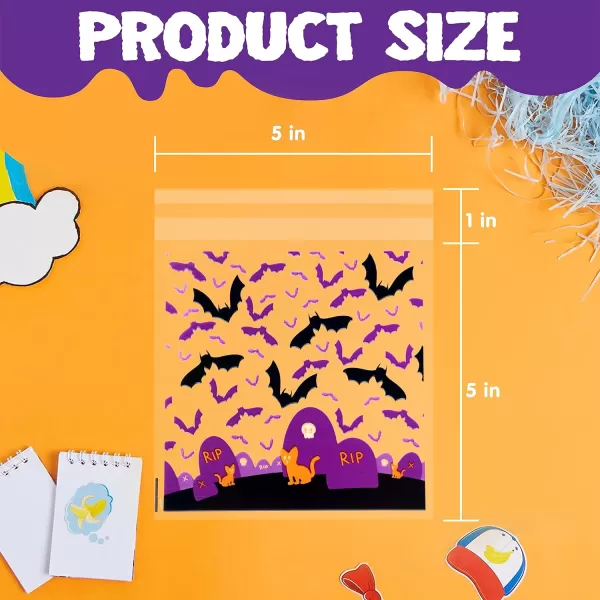 JOYIN 150 PCS Halloween Cellophane Treat Bags Halloween Clear Selfadhesive Candy Bags Halloween Plastic Cookie Bags for Trick or Treat Halloween Goodie Bags for Party Favor SuppliesMulticolor
