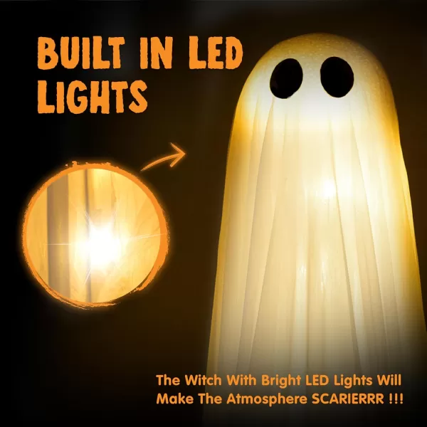 JOYIN 2 Pack 50 Halloween Decorations Outdoor Light Up Ghost Standing Ghost Halloween Decor with Warm String Light Halloween Ghost Decorations for Indoor Yard Porch Lawn Garden Party Supplies