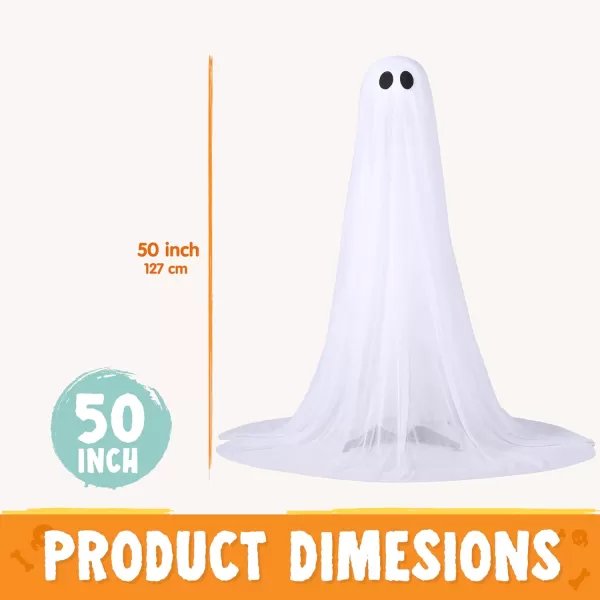 JOYIN 2 Pack 50 Halloween Decorations Outdoor Light Up Ghost Standing Ghost Halloween Decor with Warm String Light Halloween Ghost Decorations for Indoor Yard Porch Lawn Garden Party Supplies