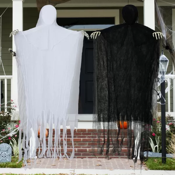 JOYIN 2 Pcs 63quot Halloween Ghost Decorations Outdoor Hanging Grim Reaper White and Black Faceless in Horror Robe Scary Graveyard Decoration for Haunted House Prop Front Yard Patio Garden Party Decor
