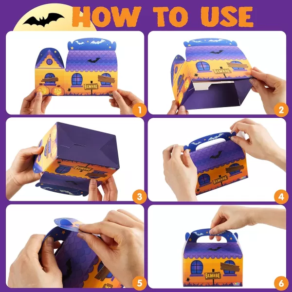 JOYIN 24 PCs 3D Halloween House Cardboard Treat Boxes 6quotx6quotx35quot Trick or Treat Candy Boxes Cookies Goodie Bags for Halloween Party Favor Supplies