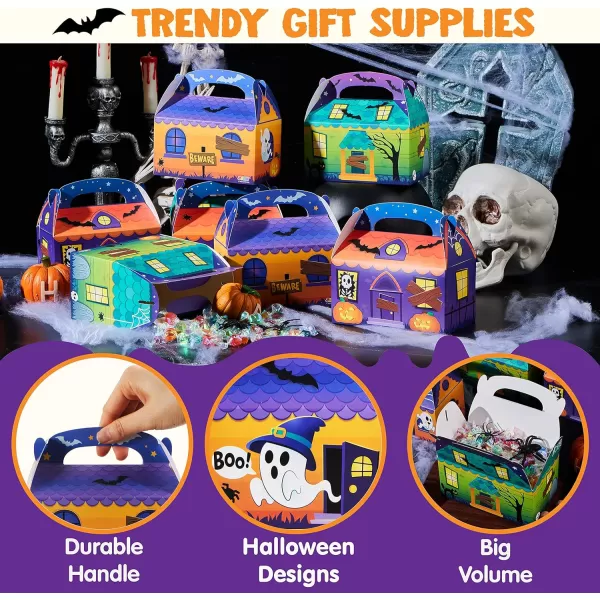 JOYIN 24 PCs 3D Halloween House Cardboard Treat Boxes 6quotx6quotx35quot Trick or Treat Candy Boxes Cookies Goodie Bags for Halloween Party Favor Supplies