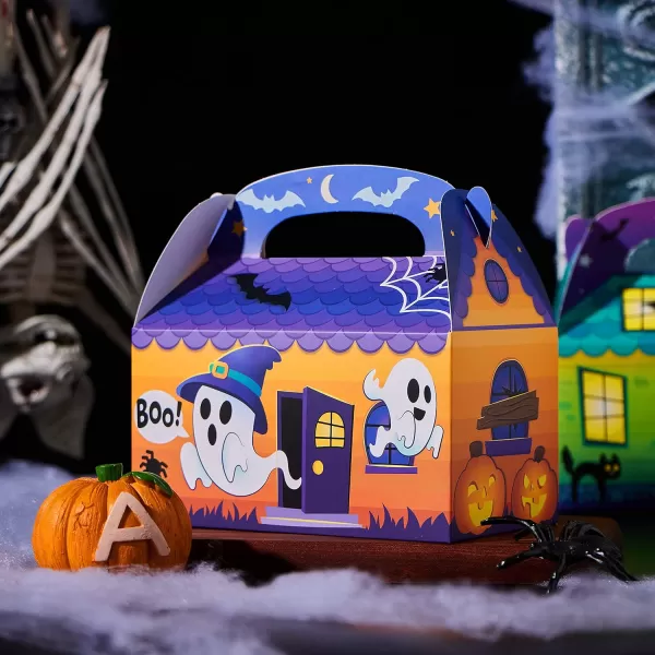 JOYIN 24 PCs 3D Halloween House Cardboard Treat Boxes 6quotx6quotx35quot Trick or Treat Candy Boxes Cookies Goodie Bags for Halloween Party Favor Supplies