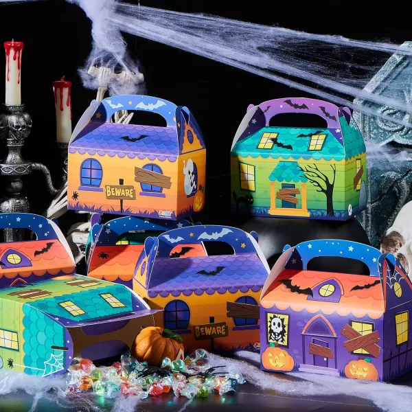 JOYIN 24 PCs 3D Halloween House Cardboard Treat Boxes 6quotx6quotx35quot Trick or Treat Candy Boxes Cookies Goodie Bags for Halloween Party Favor Supplies