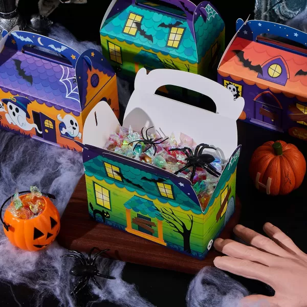JOYIN 24 PCs 3D Halloween House Cardboard Treat Boxes 6quotx6quotx35quot Trick or Treat Candy Boxes Cookies Goodie Bags for Halloween Party Favor Supplies