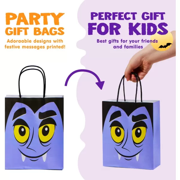 JOYIN 24 Pcs Halloween Colorful Bags with Handles Paper Gift Bags for TrickorTreating Halloween Party Favors and Supplies Halloween Goodie Bags Halloween Candy Bags